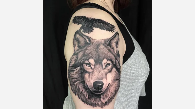 Wolf and Raven Tattoo