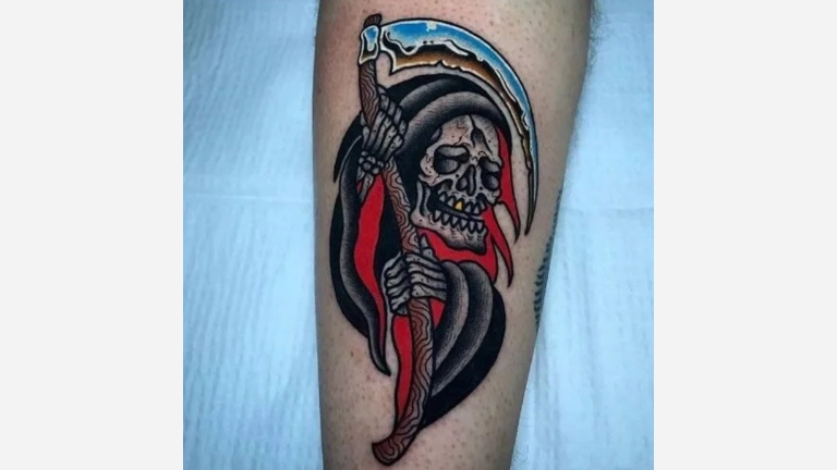 Stencil Grim Reaper Tattoo