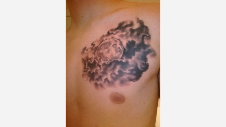 Moon and Cloud Tattoo