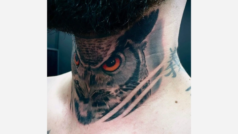 Owl Neck Tattoo