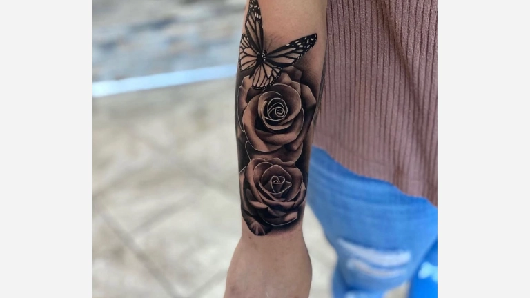 Rose and Butterfly Tattoo