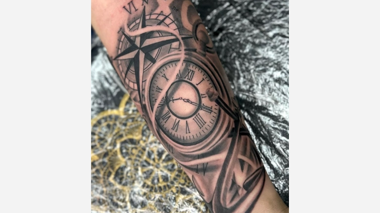 Compass Clock Tattoo