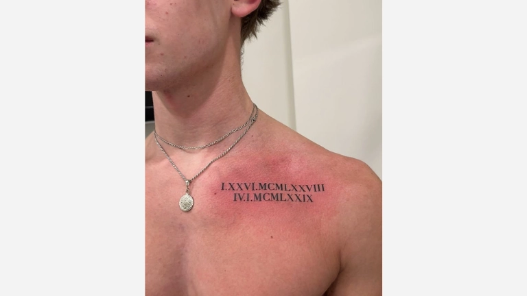 Roman Number Chest Tattoo