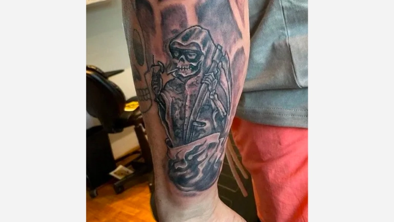 Grim Reaper Smoking Tattoo