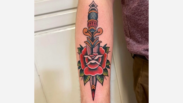 Dagger Rose Tattoo