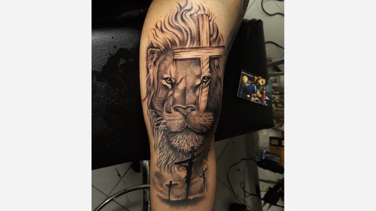 Lion Cross Tattoo