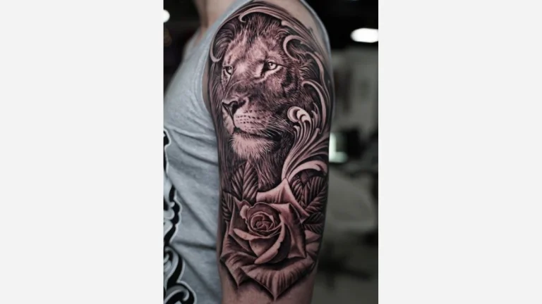 Lion and Rose Tattoo
