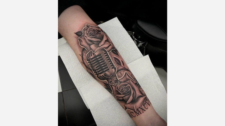 Rose and Music Tattoo