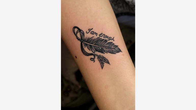 Feather Tattoo With Name