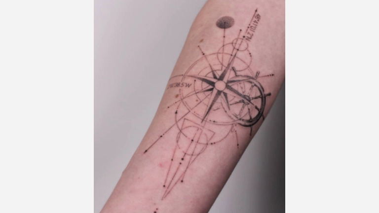 Geometric Compass Tattoo