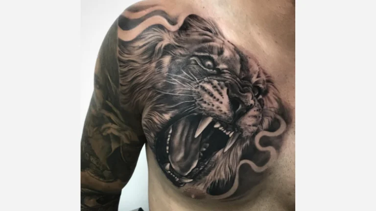 Chest Lion Tattoo