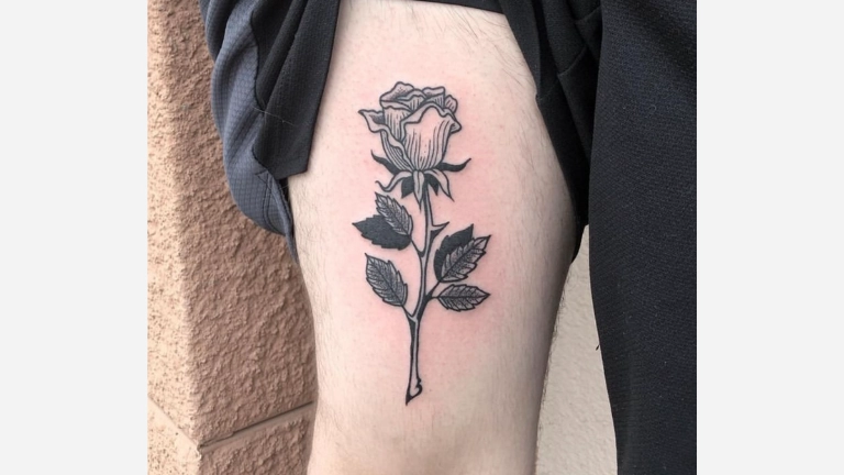 Thigh Rose Tattoo