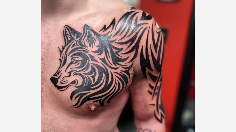  Tribal Wolf Tattoo