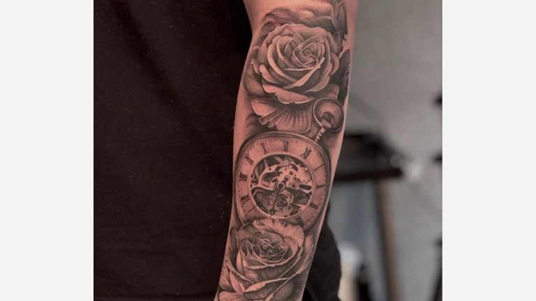 Rose Clock Tattoo