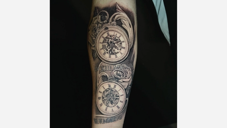 Roman Numeral Clock Tattoo