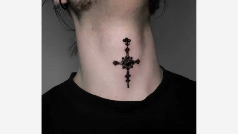 Cross Neck Tattoo