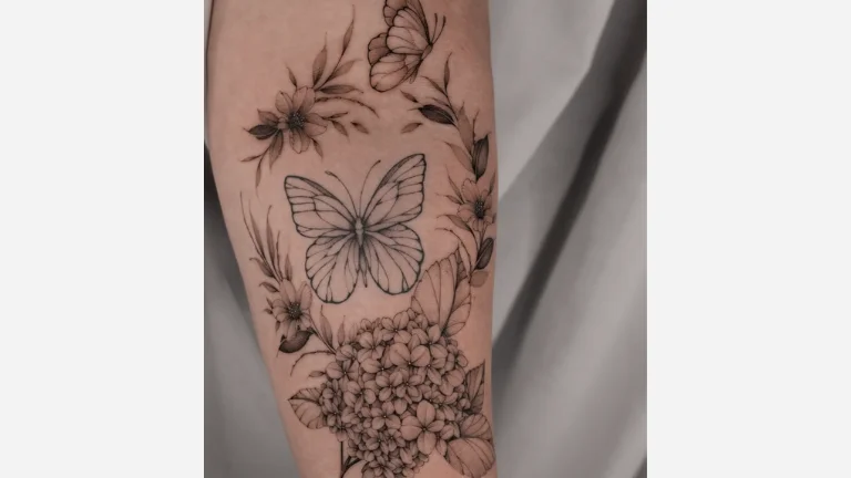 Flower and Butterflies Tattoo