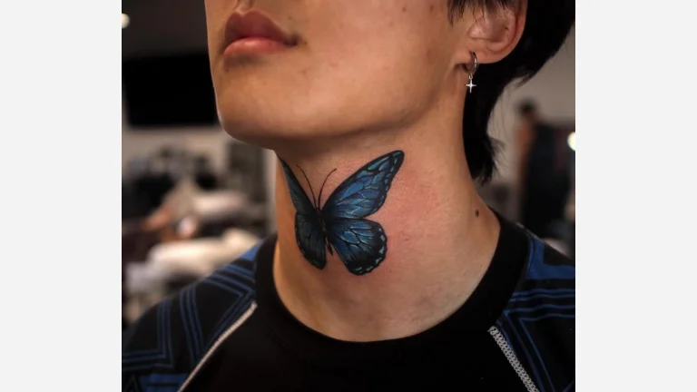 Butterfly Neck Tattoo