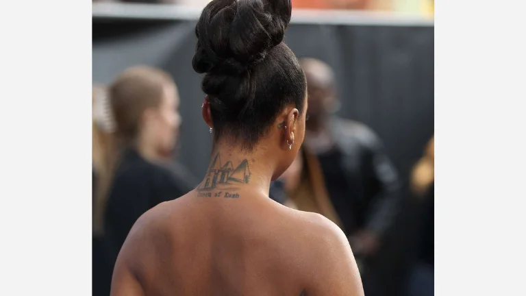 Keke Palmer Queen of Kush Neck Tattoo 