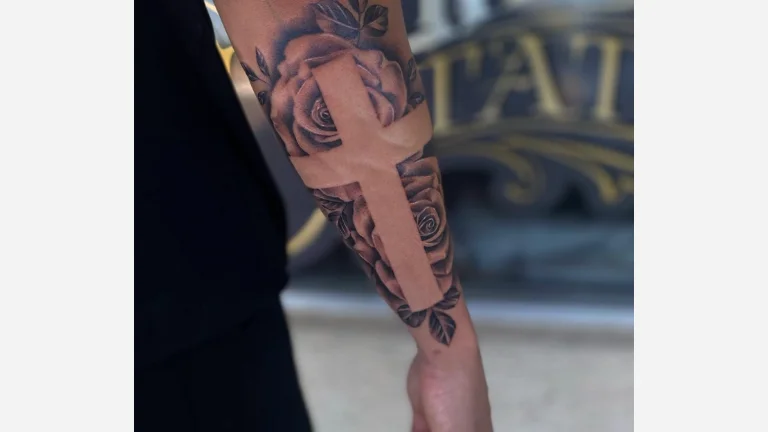 Rose Cross Tattoo