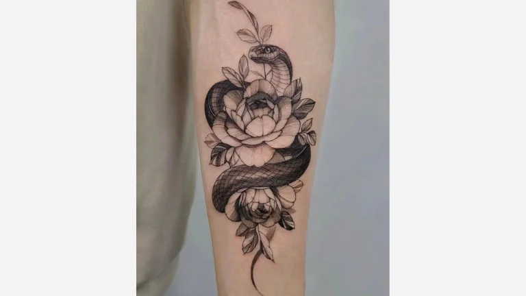 Snake and Flower Tattoo