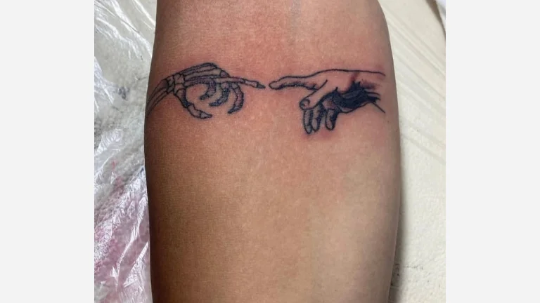 Skeleton Hand and Human Hand