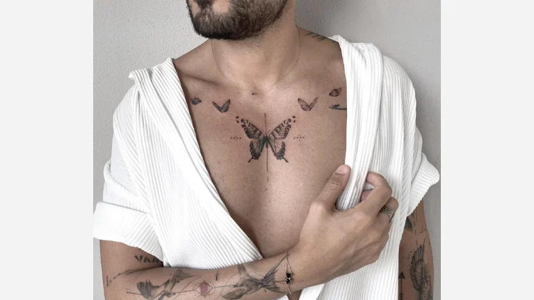 Butterfly Chest Tattoo