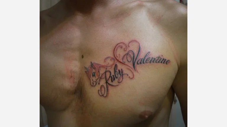 Name Chest Tattoo