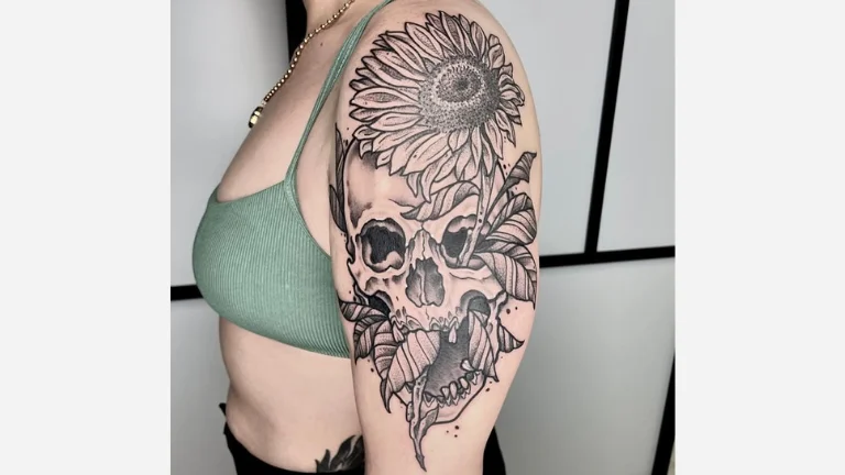 Sunflower Skull Tattoo