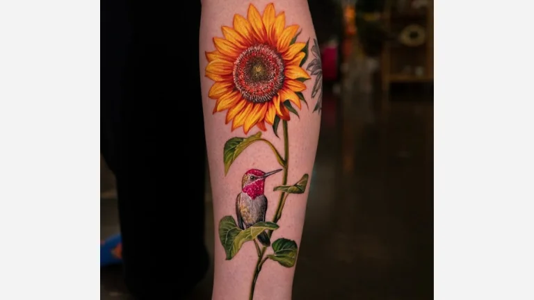 Sunflowers and Hummingbird Tattoo