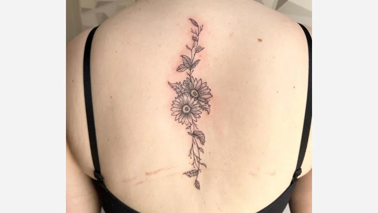 Sunflower Spine Tattoo