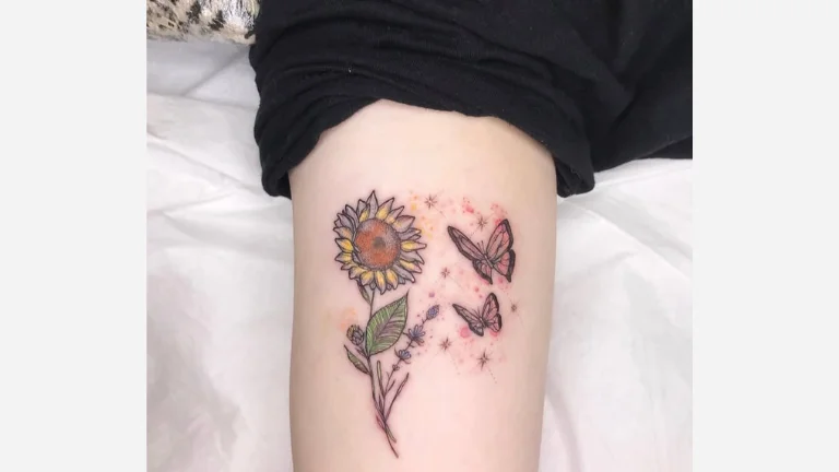 Sunflower and Butterfly Tattoo