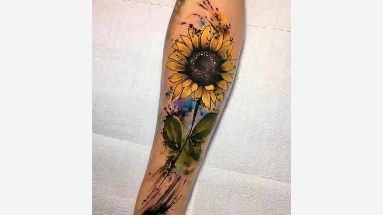 Watercolour Sunflower Tattoo