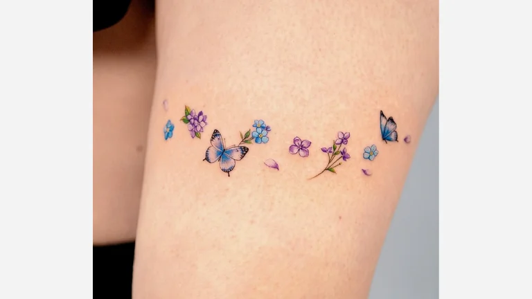 Dainty Floral Thigh Tattoo